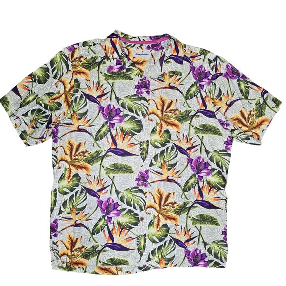Tommy Bahama silk artist series vintage Hawaiian Floral Short-Sleeve Button Shir - Picture 1 of 9